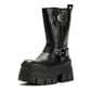 Buffalo Gospher Biker Mid Vegan Women's Black Boots