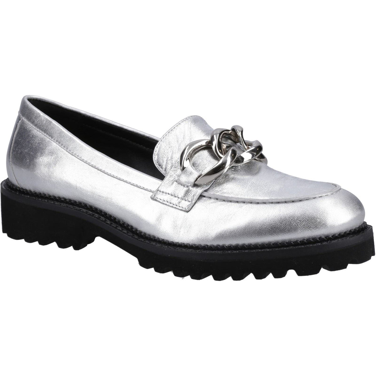 Hush Puppies Gianna Leather Women's Silver Loafers