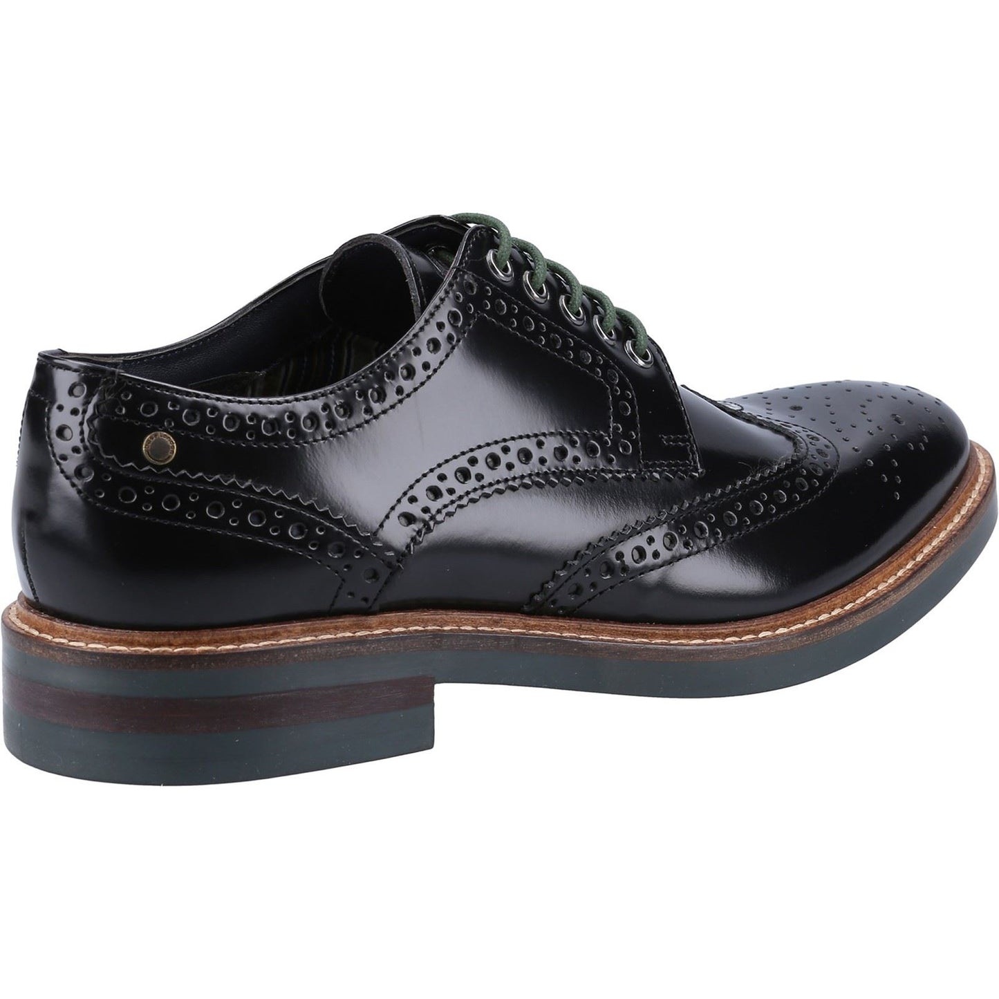 Base London Men's Woburn Hi-Shine Brogue Shoe in Black